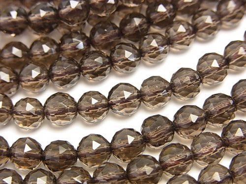 Faceted Round, Smoky Quartz, Triangle Gemstone Beads