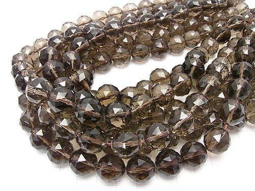 [Video] Smoky Quartz AAA Triangle Faceted Round 14mm  half or 1strand beads (aprx.14inch/35cm)