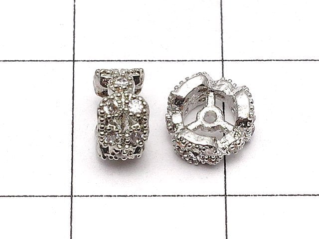 Metal Parts Rondelle 6 x 6 x 3 mm Silver Color (with CZ) 2 pcs $2.79!