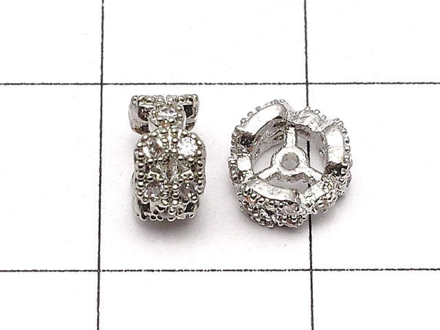 Metal Parts Roundel 6 x 6 x 3 mm Silver Color (with CZ) 2 pcs $2.79!