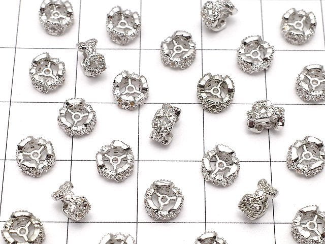 Metal Parts Rondelle 6 x 6 x 3 mm Silver Color (with CZ) 2 pcs $2.79!