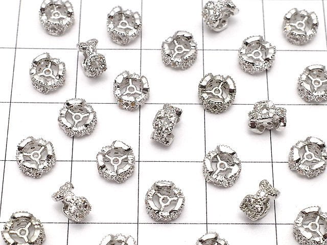 Metal Parts Roundel 6 x 6 x 3 mm Silver Color (with CZ) 2 pcs $2.79!