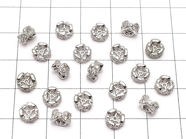 Metal Parts Rondelle 6 x 6 x 3 mm Silver Color (with CZ) 2 pcs $2.79!