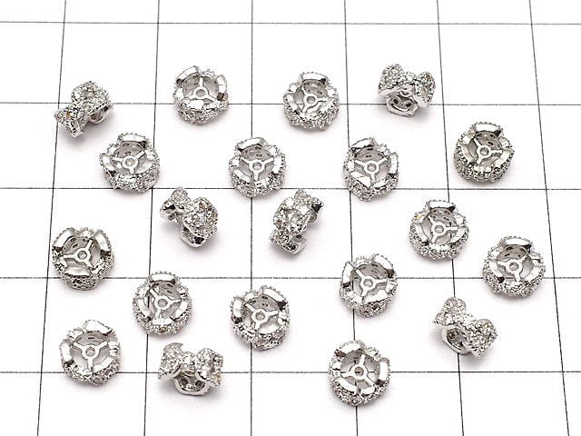 Metal Parts Roundel 6 x 6 x 3 mm Silver Color (with CZ) 2 pcs $2.79!