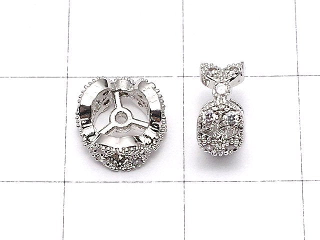 Metal Parts Roundel 8 x 8 x 4 mm Silver Color (with CZ) 1 pc $2.79!