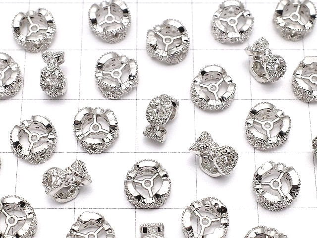 Metal Parts Roundel 8 x 8 x 4 mm Silver Color (with CZ) 1 pc $2.79!