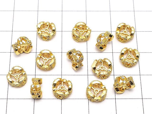 Metal Parts Rondelle 8 x 8 x 4 mm gold color (with CZ) 1 pc $2.79!