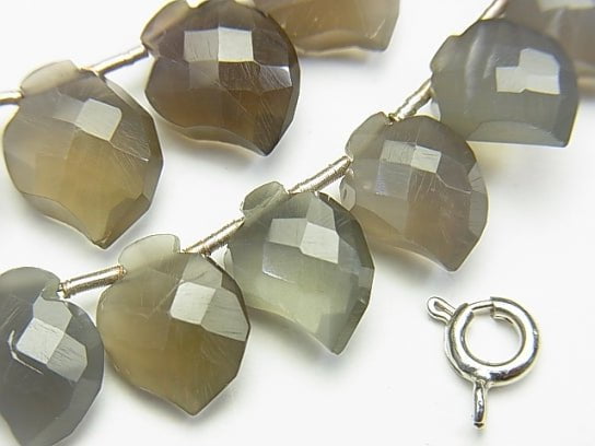 High Quality Gray Moonstone AAA Leaf Shape half or 1strand beads (aprx.8inch / 20 cm)