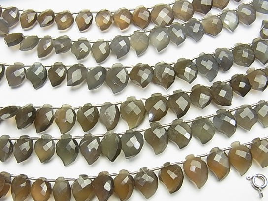 High Quality Gray Moonstone AAA Leaf Shape half or 1strand beads (aprx.8inch / 20 cm)