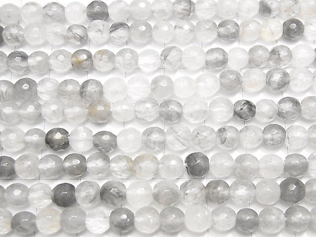 [Video] 1strand $9.79! Gray Quartz AA 128 Faceted Round 6 mm 1strand beads (aprx.15 inch / 38 cm)