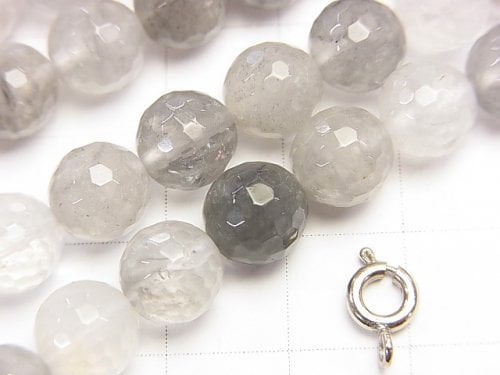 Gray Quartz AA 128 Faceted Round 8 mm half or 1 strand beads (aprx.15 inch / 38 cm)