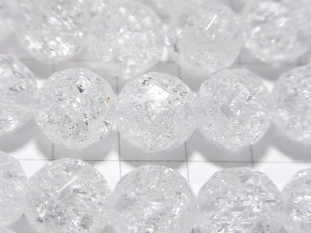 Cracked Crystal 64Faceted Round 12mm [2mm hole] half or 1strand beads (aprx.15inch / 38cm)