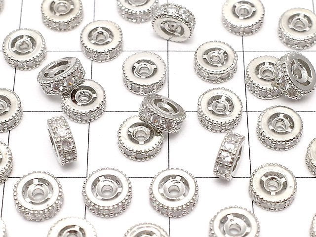 Metal Parts Rondelle 6 x 6 x 3 mm Silver Color (with CZ) 3pcs $3.79!