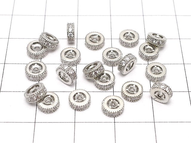 Metal Parts Rondelle 6 x 6 x 3 mm Silver Color (with CZ) 3pcs $3.79!