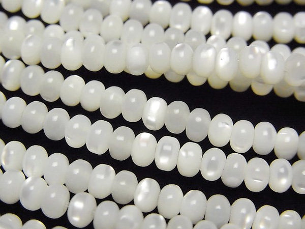 [Video] Mother of Pearl MOP White Roundel 4x4x3mm 1strand beads (aprx.15inch/38cm)