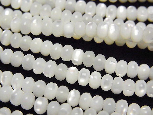 [Video] Mother of Pearl MOP White Roundel 4x4x3mm 1strand beads (aprx.15inch/38cm)