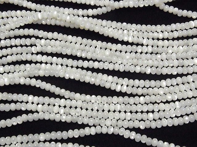 [Video] Mother of Pearl MOP White Rondelle 4x4x3mm 1strand beads (aprx.15inch/38cm)
