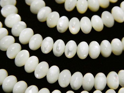 [Video]Mother of Pearl MOP White Roundel 6x6x4mm 1strand beads (aprx.15inch/38cm)