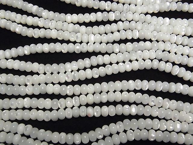 [Video] Mother of Pearl MOP White Rondelle 6x6x4mm 1-strand beads (approx. 15 inches/38 cm)