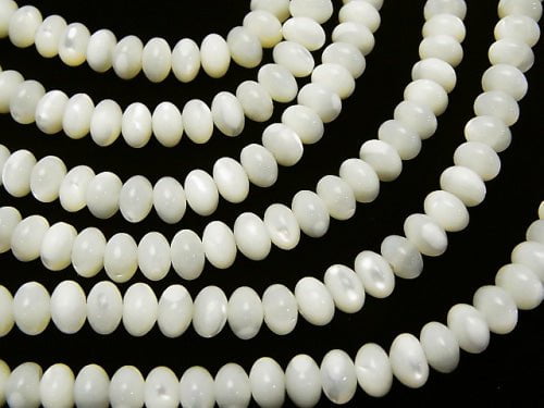 [Video] Mother of Pearl MOP Roundel 6x6x4mm White 1strand beads (aprx.15inch / 38cm)