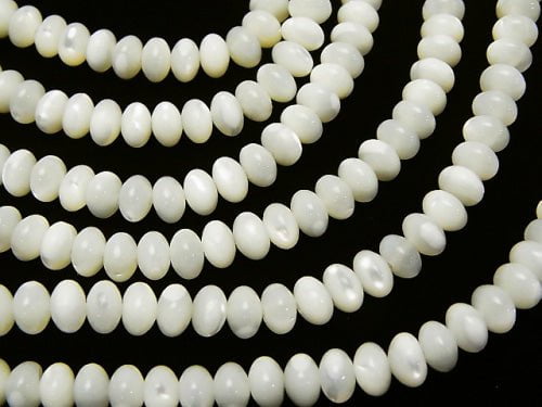 [Video]Mother of Pearl MOP White Roundel 6x6x4mm 1strand beads (aprx.15inch/38cm)