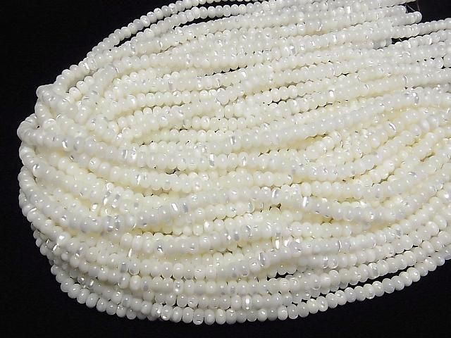 [Video] Mother of Pearl MOP White Rondelle 6x6x4mm 1-strand beads (approx. 15 inches/38 cm)