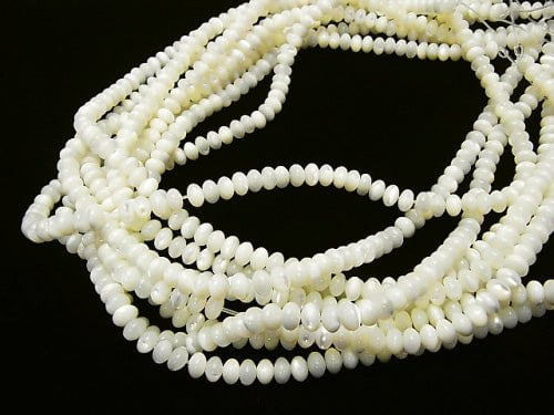 [Video]Mother of Pearl MOP White Roundel 6x6x4mm 1strand beads (aprx.15inch/38cm)