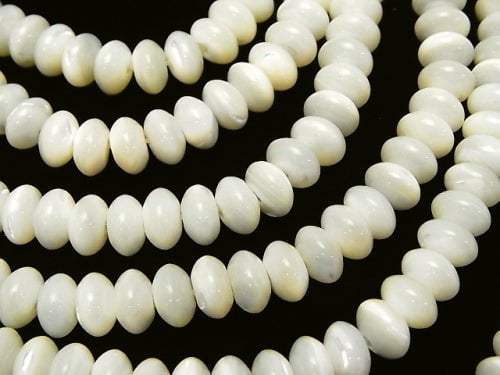 [Video] Mother of Pearl MOP White Roundel 8x8x5mm 1strand (aprx.15inch/38cm)