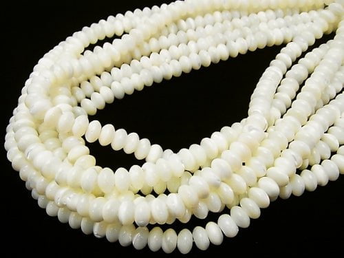 [Video] Mother of Pearl MOP White Roundel 8x8x5mm 1strand (aprx.15inch/38cm)