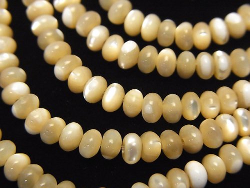 Mother of Pearl MOP Beige Roundel 4x4x3mm 1strand beads (aprx.15inch/38cm)