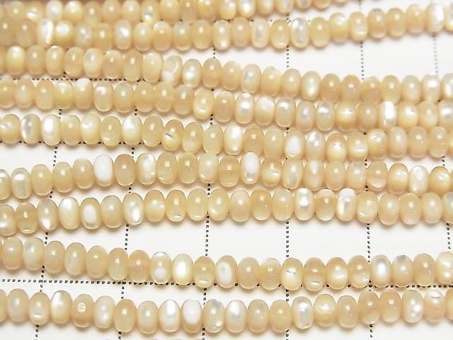 Mother of Pearl MOP Beige Rondelle 4x4x3mm 1-strand beads (approx. 15 inches/38 cm)