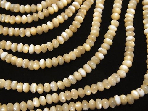 Mother of Pearl MOP Beige Roundel 4x4x3mm 1strand beads (aprx.15inch/38cm)