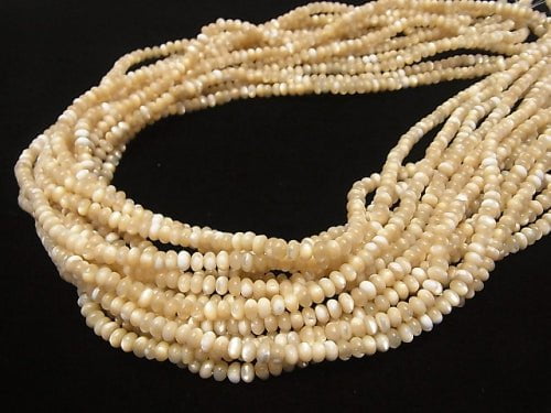 Mother of Pearl MOP Beige Roundel 4x4x3mm 1strand beads (aprx.15inch/38cm)