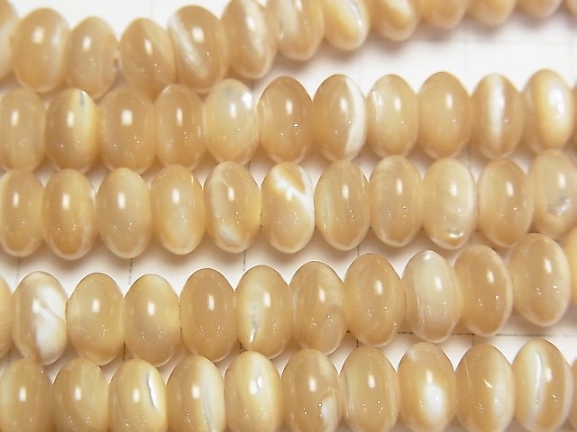 Mother of Pearl MOP Beige Roundel 8x8x5mm 1strand (aprx.15inch/38cm)