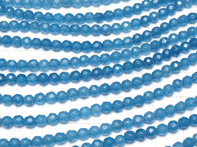 1strand $6.79! Blue Jade 32Faceted Round 4mm NO.3 1strand beads (aprx.15inch / 38cm)