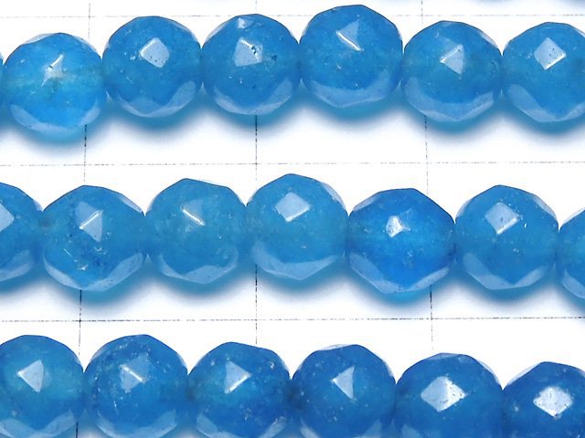 1strand $7.79! Blue Jade 64Faceted Round 6mm NO.3 1strand beads (aprx.15inch / 38cm)