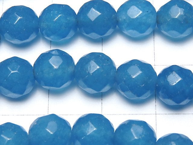 1strand $7.79! Blue Jade 64Faceted Round 8mm NO.3 1strand beads (aprx.15inch / 38cm)