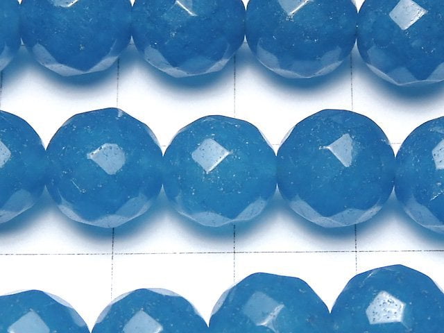 1strand $8.79! Blue Jade 64 Faceted Round 10 mm NO.3 1strand beads (aprx.15 inch / 38 cm)