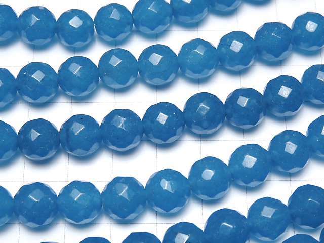 1strand $8.79! Blue Jade 64 Faceted Round 10 mm NO.3 1strand beads (aprx.15 inch / 38 cm)