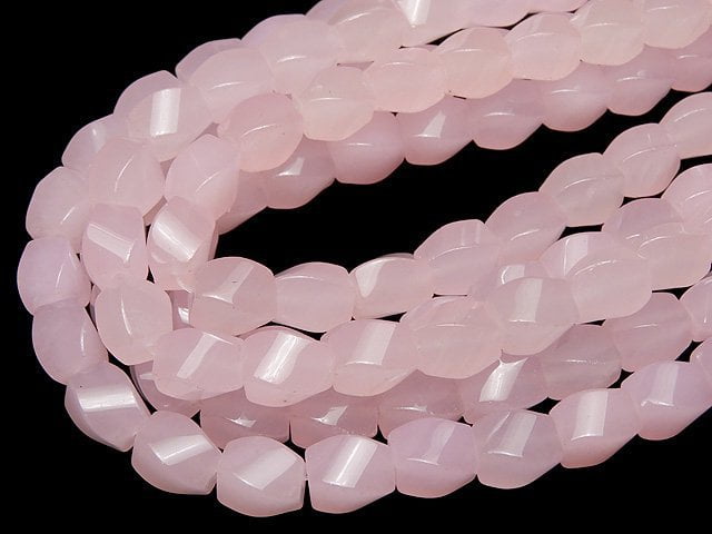1strand $8.79! Light Pink Jade 4 Faceted Twist Faceted Rice 12 x 9 x 9 mm 1strand beads (aprx.15 inch / 38 cm)