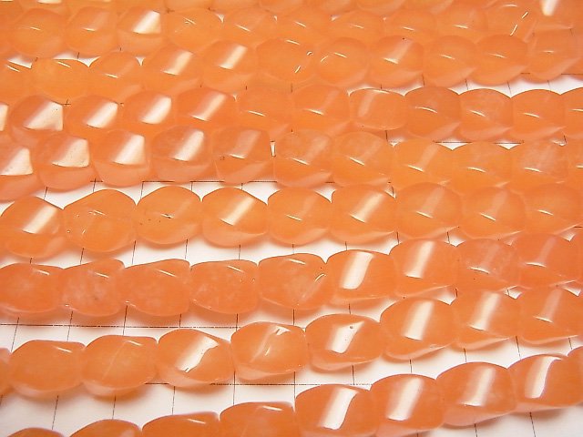 1strand $8.79! Orange Jade 4 Faceted Twist Faceted Rice 12 x 9 x 9 mm 1 strand beads (aprx.15 inch / 38 cm)