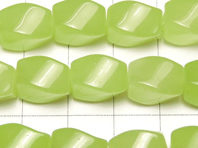 1strand $8.79! Yellow Green Jade 4 Faceted Twist Faceted Rice 13 x 9 x 9 mm 1strand beads (aprx.15 inch / 38 cm)