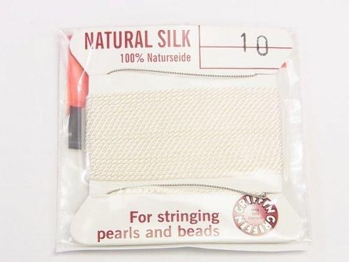 Griffin Cord (Silk Beading Cord Thread) [0.30mm-0.98mm] White, 2 Needles, 1pc