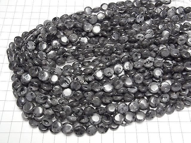 [Video] Larvikite Coin 10x10mm 1strand beads (approx. 15 inches/38 cm)