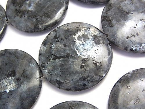 Coin, Larvikite Gemstone Beads