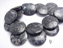 Larvikite  Coin 45x45x7 2pcs ,1strand beads (aprx.16inch/40cm)