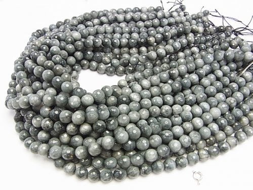 Brazil Eagle Eye AA ++ 128Faceted Round 8mm half or 1strand beads (aprx.15inch / 38cm)