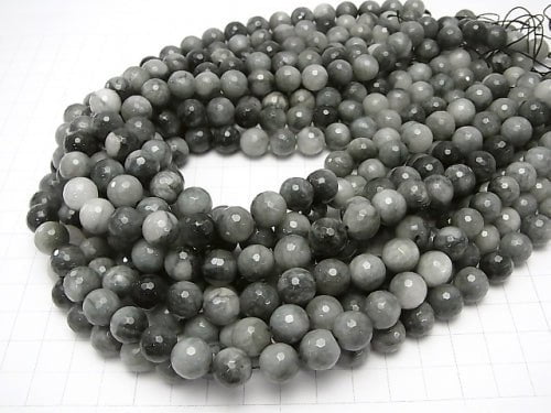 Brazil Eagle Eye AA + 128Faceted Round 10mm half or 1strand beads (aprx.15inch / 37cm)