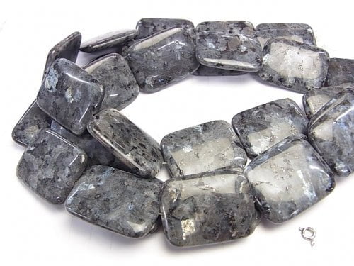 Larvikite rectangle 40x30x7 half or 1strand beads (aprx.14inch / 34cm)