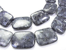 Larvikite rectangle 45 x 35 x 8 2 pcs or 1 strand beads (aprx.15 inch / 38 cm)
